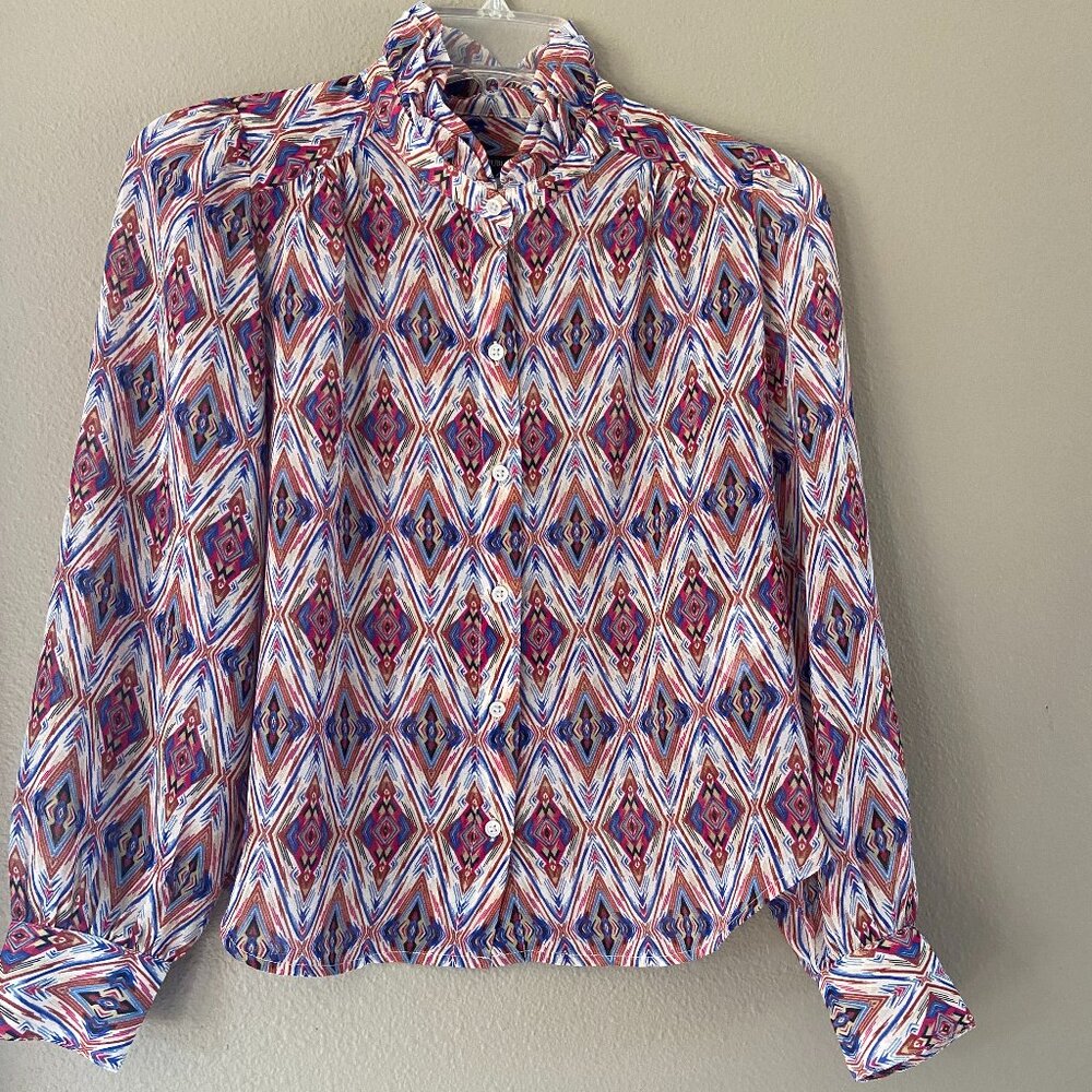 GORGEOUS BANANA REPUBLIC ABSTRACT BLOUSE SZ XSP